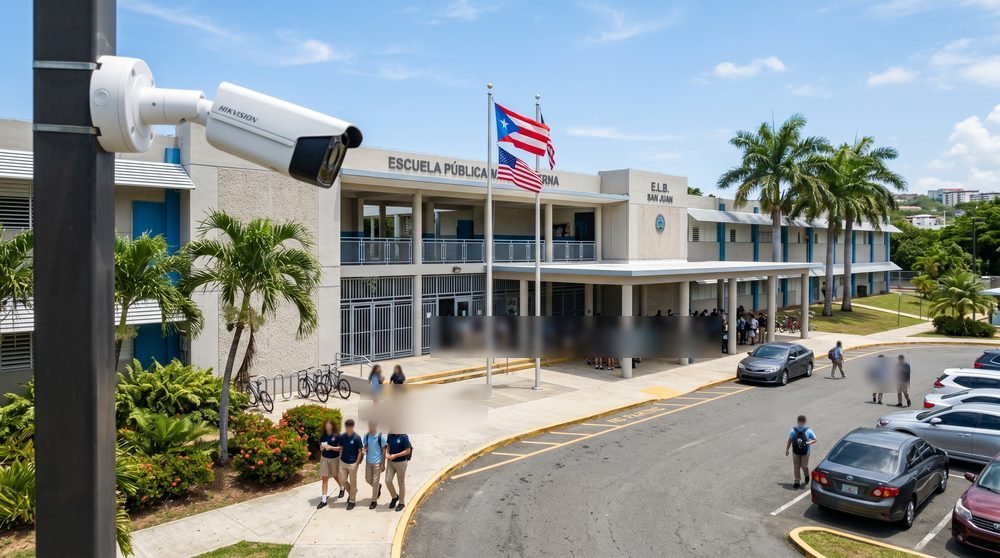 Escuela vigilada por cámara de seguridad de AIG Guard